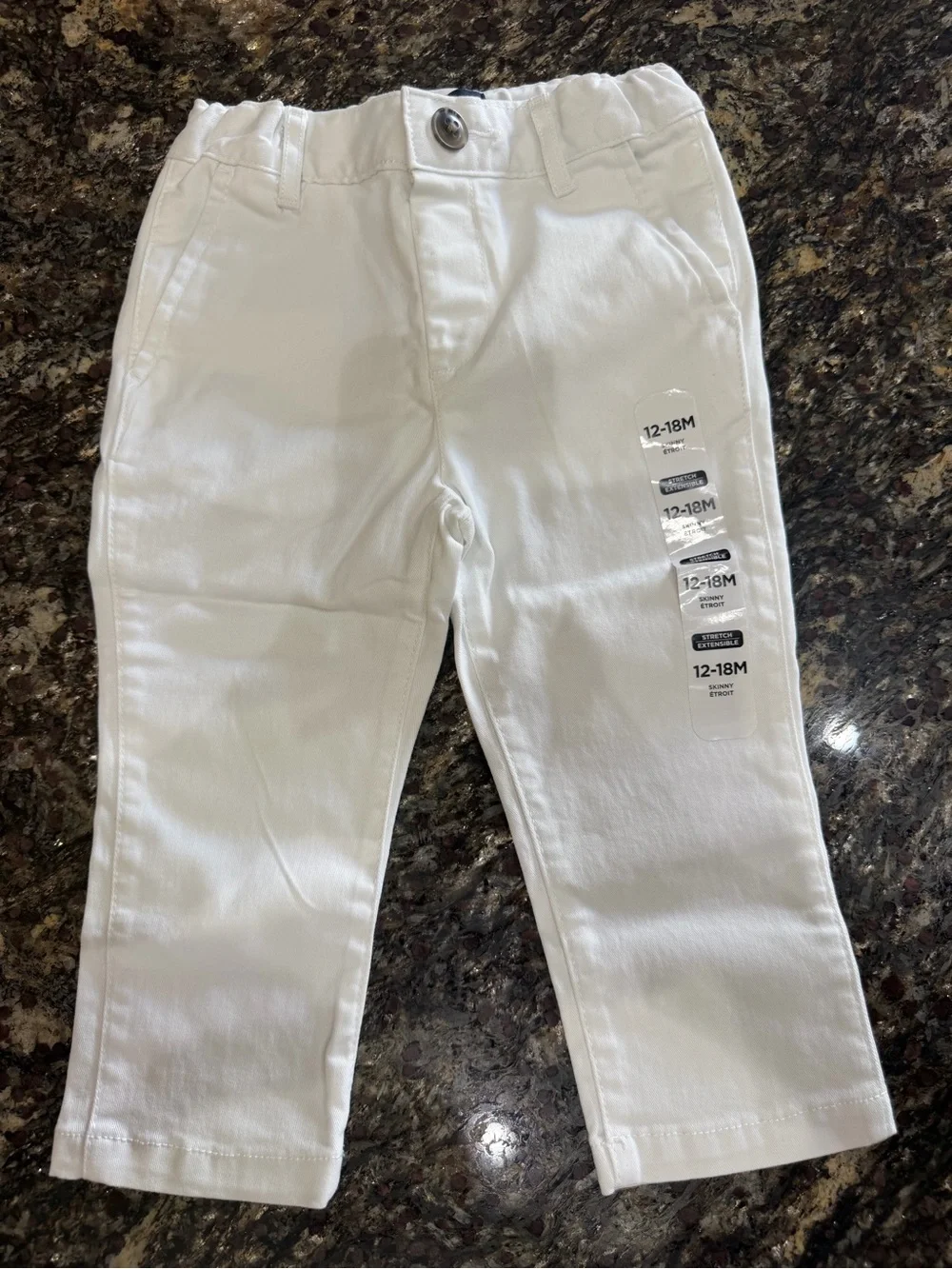 NWT The Children's Place White Skinny Stretch Chino Baby Pants - 12-18M